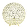 Lalia Home 10 Contemporary Metal Crystal Round Sphere Glamourous Orb Table Lamp, Gold LHT-3013-GL